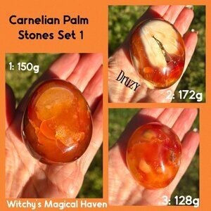 Carnelian Gemstone Large Palm Stones, Sets of 3